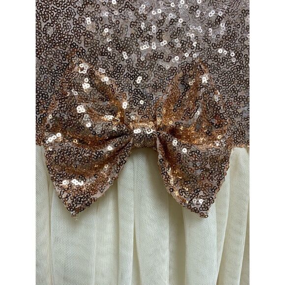 Rose Gold Sequins & Cream Special Occasion Short Sleeve Dress Size 3X - Picture 4 of 6